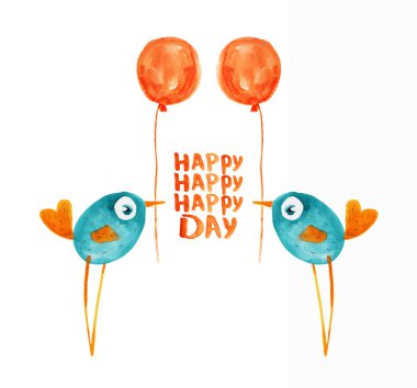 Balonlar ile sevimli kuş