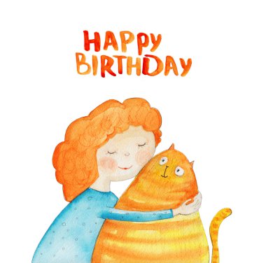 kıvırcık kız ve kedi