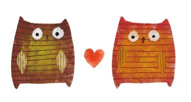 Sevimli baykuşlar aşık