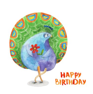 şirin çizilmiş tavus kuşu