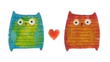 Sevimli baykuşlar aşık