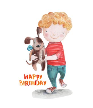 sevimli küçük çocuk ile köpek