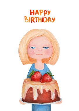 çilekli kek ile şirin kız