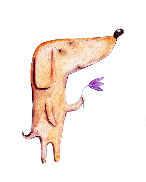Aranyos kézzel rajzolt kutya — Stock Fotó