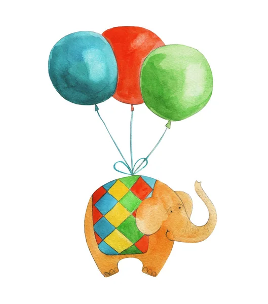 Uçan balon ile fil — Stok fotoğraf