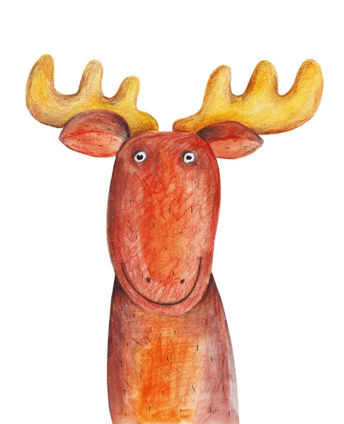 Zabawny ręcznie rysowane jelenia — Zdjęcie stockowe