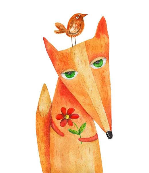 Schattig aquarel fox — Stockfoto