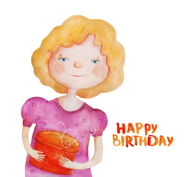 hediye ile sevimli kıvırcık kız