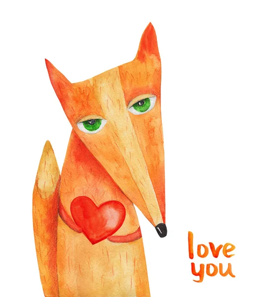 Cute watercolor fox — Stock Photo, Image