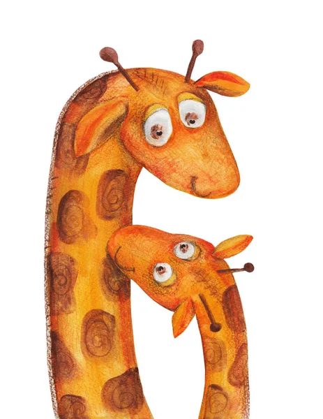 Schattig aquarel giraffen — Stockfoto