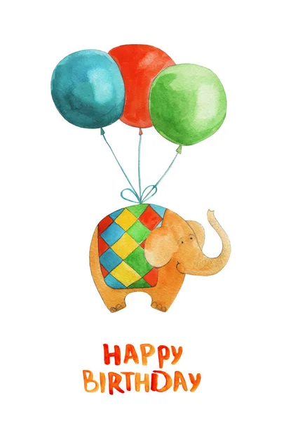 Elefante volando con globos —  Fotos de Stock