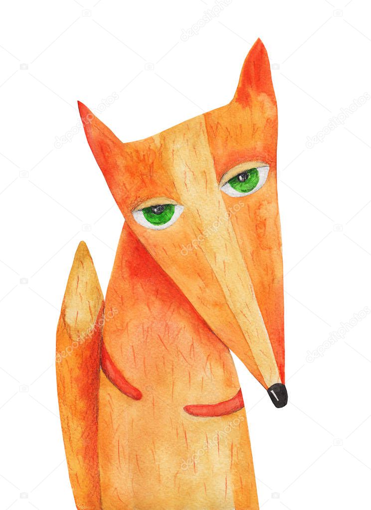 cute watercolor fox