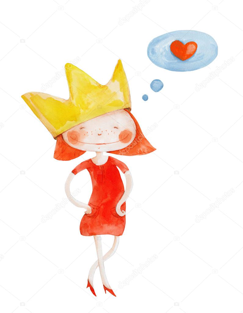 cute girl with crown in love