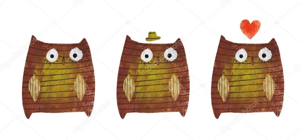 set of cute owls