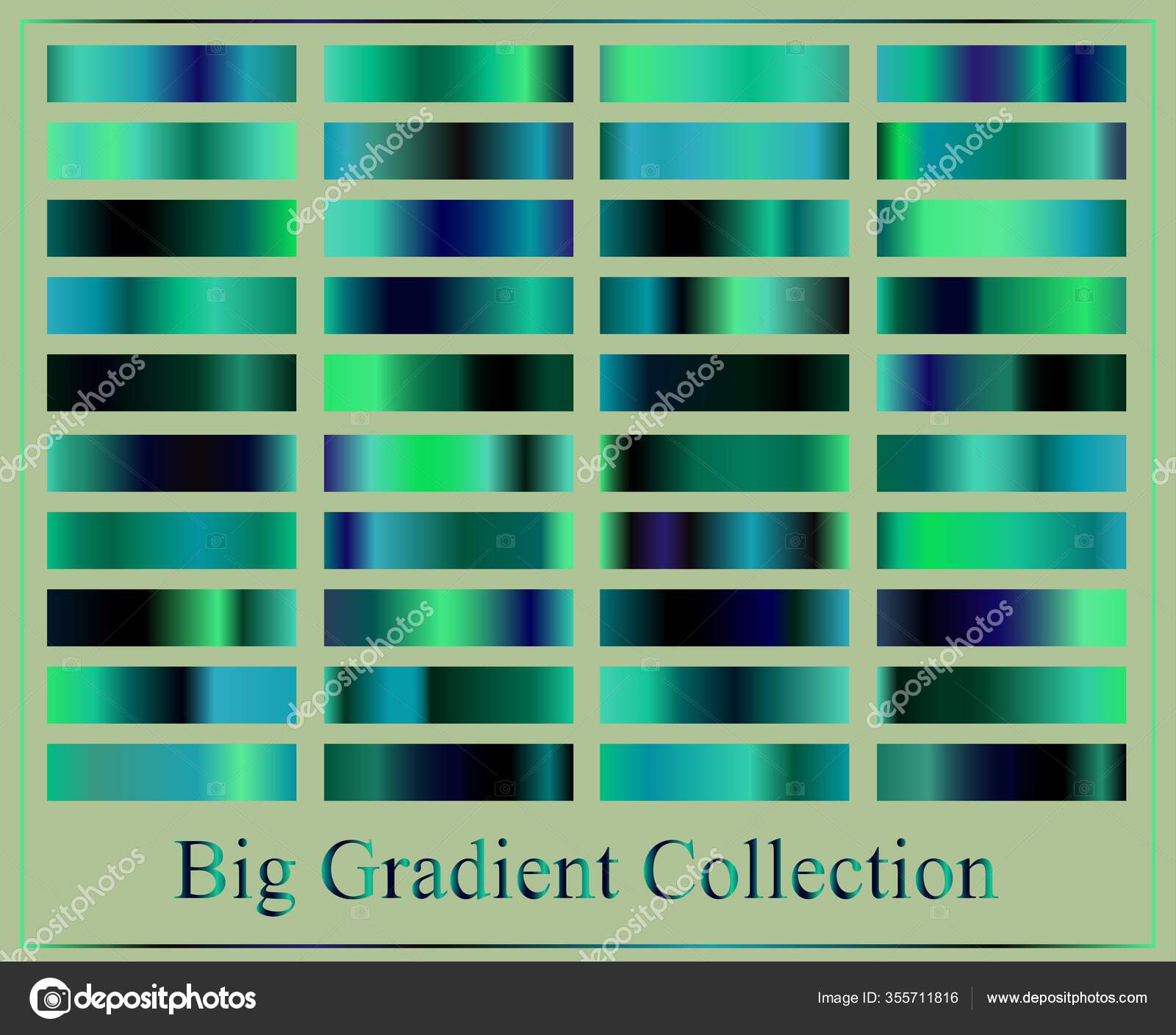 Vector Set Color Gradients Color Squares Collection Stock Vector Image