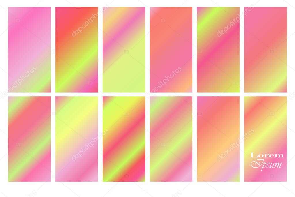 Vector set of color gradients.Color squares collection