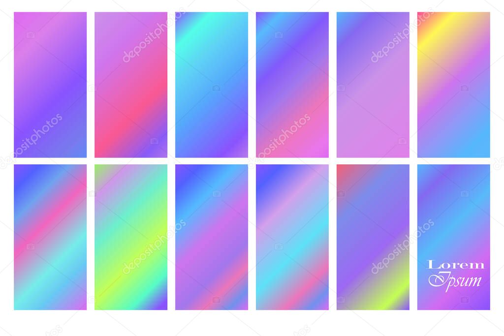 Vector set of color gradients.Color squares collection