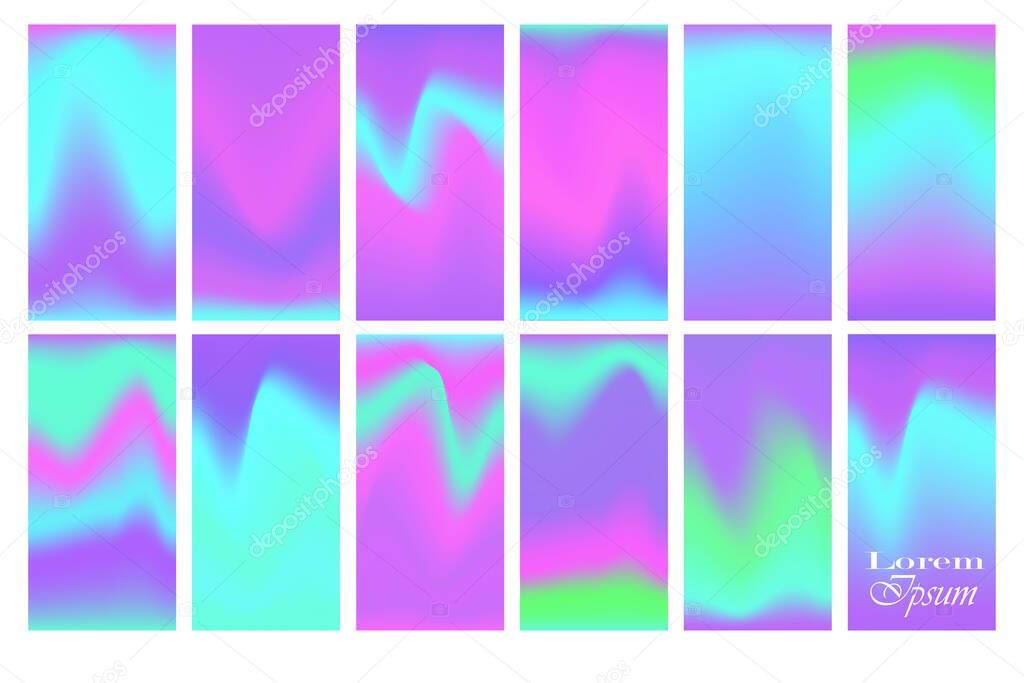 Vector set of color gradients.Color squares collection