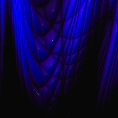 Siyah ve mavi renkli gece hacimli 3D soyut boşluk