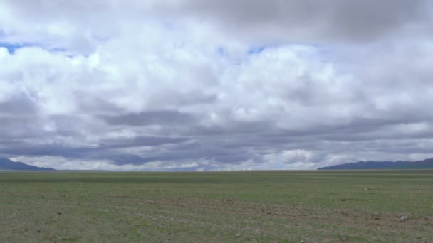 Nuvens movendo-se sobre o campo verde — Vídeo de Stock