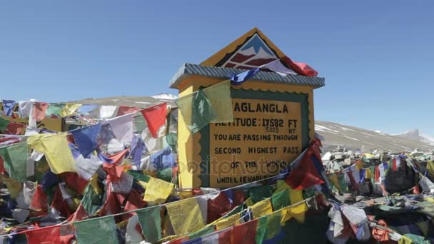 Prayer flags flying from the wind — Stock Video