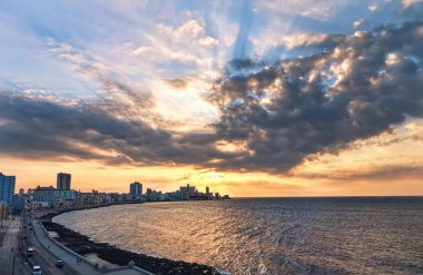 Havana Malecón çıkabilir. Küba, Atlantik Okyanusu