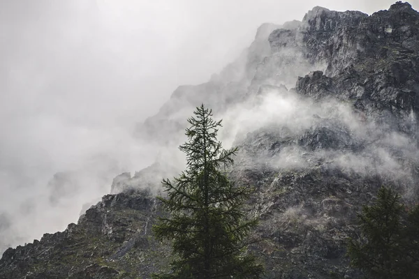 Black mountains in fog. Montenegro