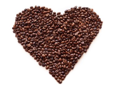 Kahve beyaz izole arka planda yürekten.