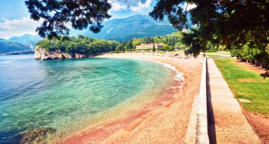 Deniz görünümü beach otel lüks resort Sveti Stefan Milocer plaj Karadağ