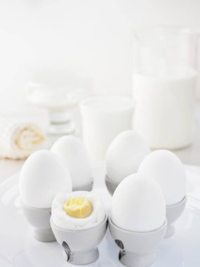 Natürmort hava beyaz proteinaceous Kahvaltı