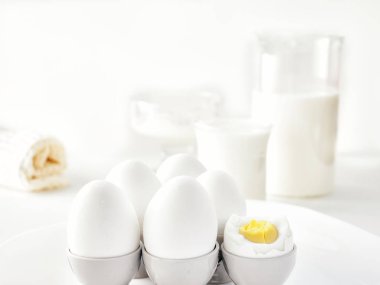 Natürmort hava beyaz protein Kahvaltı