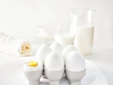 Natürmort hava beyaz protein Kahvaltı