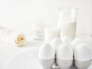 Natürmort hava beyaz protein Kahvaltı
