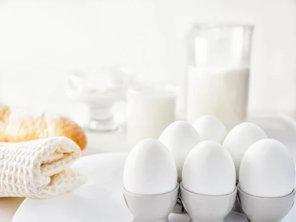 Still life air white protein breakfast