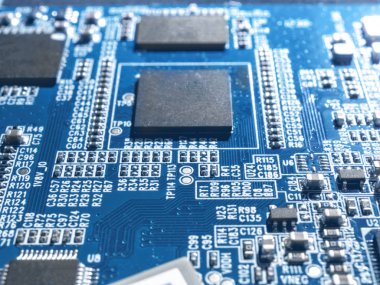Elektronik devre çip kurulu anne tahta bilgisayar Cpu yakın çekim.