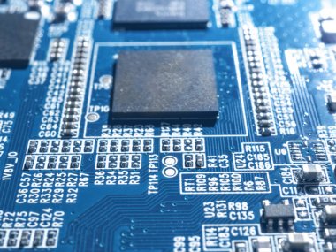 Elektronik devre çip kurulu anne tahta bilgisayar Cpu yakın çekim.