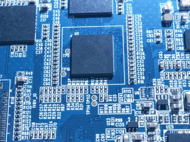 Elektronik devre çip kurulu anne tahta bilgisayar Cpu yakın çekim.