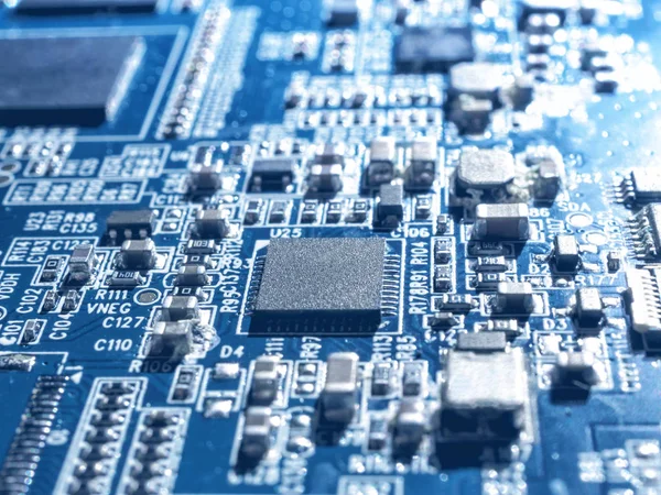 Elektronik devre çip kurulu anne tahta bilgisayar Cpu yakın çekim.