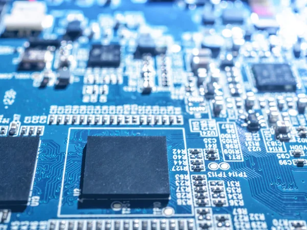 Elektronik devre çip kurulu anne tahta bilgisayar Cpu yakın çekim.