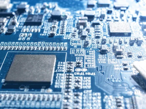 Elektronik devre çip kurulu anne tahta bilgisayar Cpu yakın çekim.