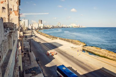 Küba, Havana, dolgu Malecón, büyüleyici doğa, manzarası, şafak