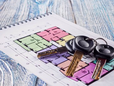 Konut proje planı üzerinde yeni anahtar bağlama