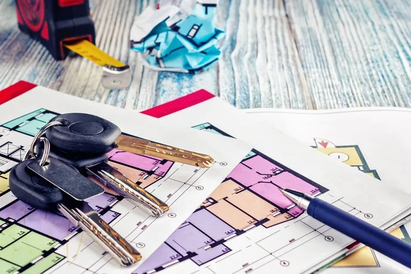 Konut proje planı üzerinde yeni anahtar bağlama