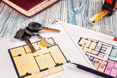 Konut proje planı üzerinde yeni anahtar bağlama