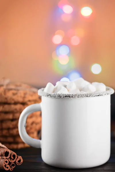 Kakao sıcak içki içecek Marshmallow ile emaye beyaz kahve kupa bardak