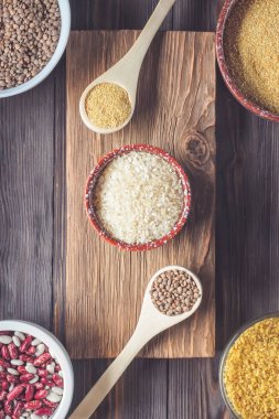 Geleneksel organik vegan madde Super gıda Orta Doğu ve Asya tahıl yemek ayarla