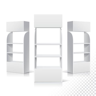 Rafları ürünleri ile beyaz boş görüntüler.