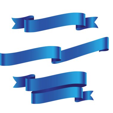 Beyaz arkaplanda mavi kurdele izole edildi