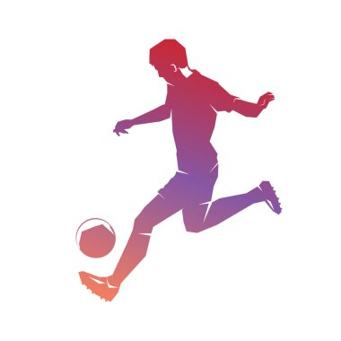 futbol oynayan genç adam. vektör çizim.