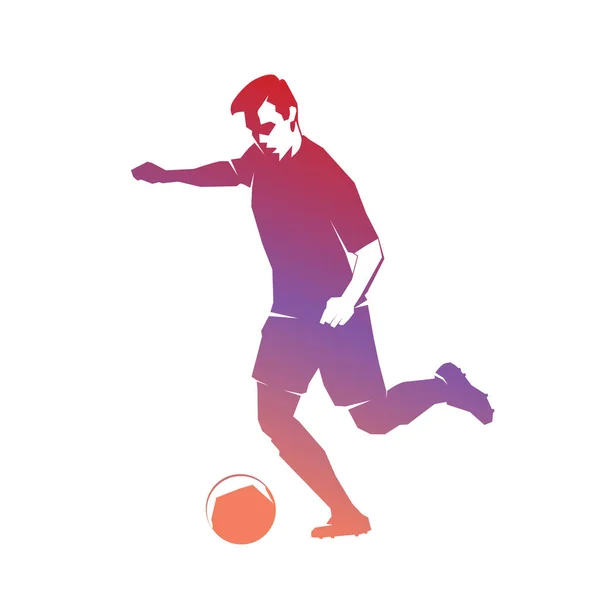 Footballeur Donne Coup Pied Ballon — Image vectorielle